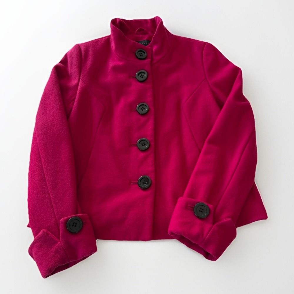 Apostrophe Women's Hot Pink Wool‎ Blend Coat Size Small Cropped Jacket